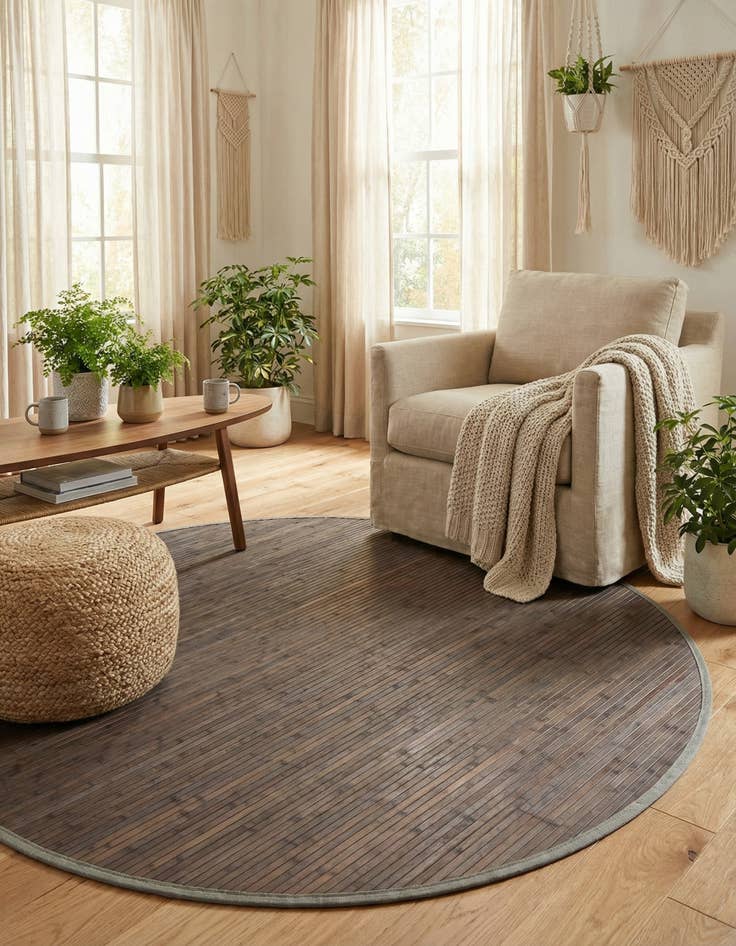 Detail image of 7' x 7' Bamboo Round Rug