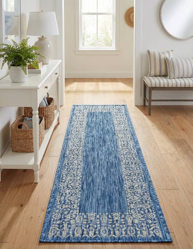 Detail image of 2' x 6' Easy-Clean Border Indoor / Outdoor Runner Rug