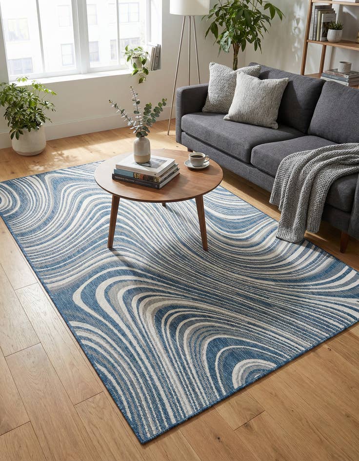 Detail image of 5' 3 x 8' Easy-Clean Modern Indoor / Outdoor Rug