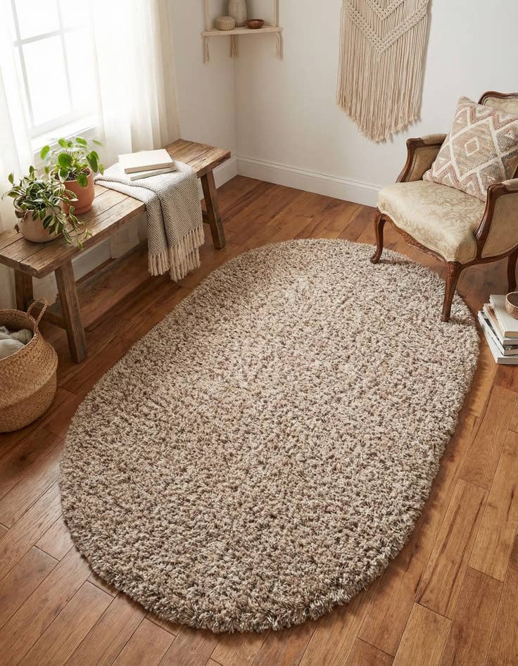 Detail image of 3' x 5' 3 Solid Shag Oval Rug