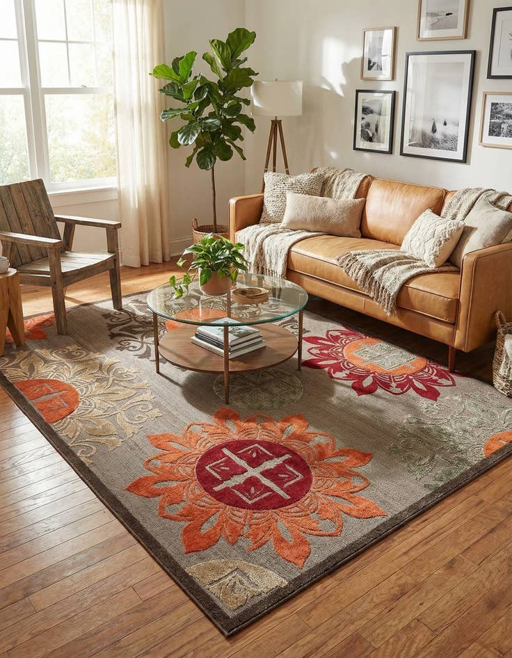 Detail image of 9' x 12' 2  Washable Modern Indoor / Outdoor Rug