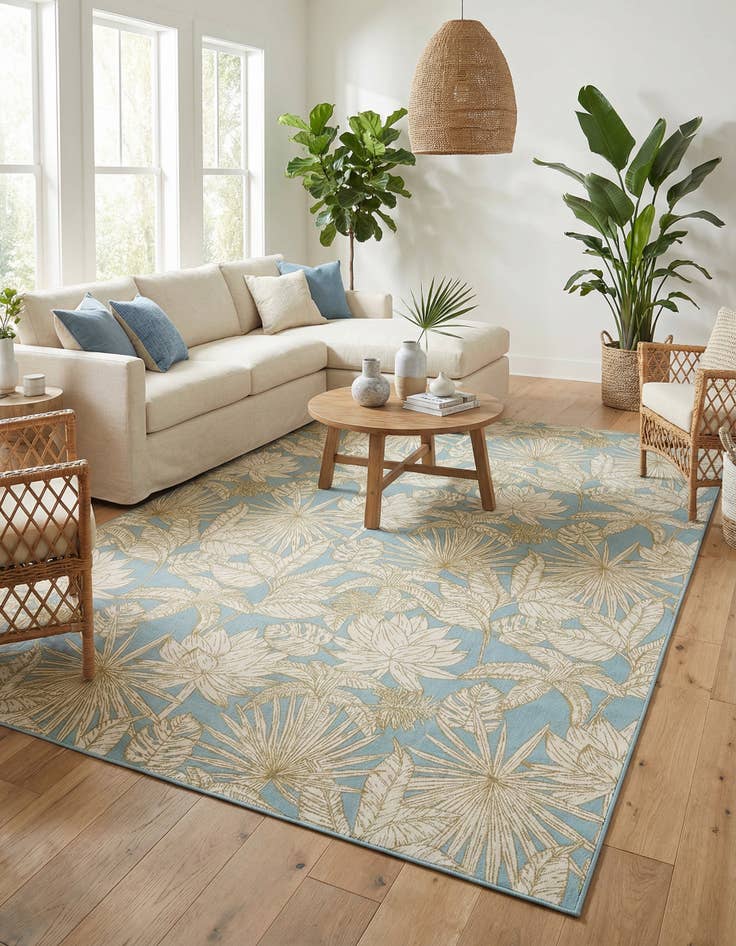 Detail image of 10' x 14' 2 Washable Botanical Indoor / Outdoor Rug