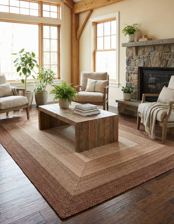 Detail image of 7' 10 x 10' Handmade Hand Braided Wool Rug