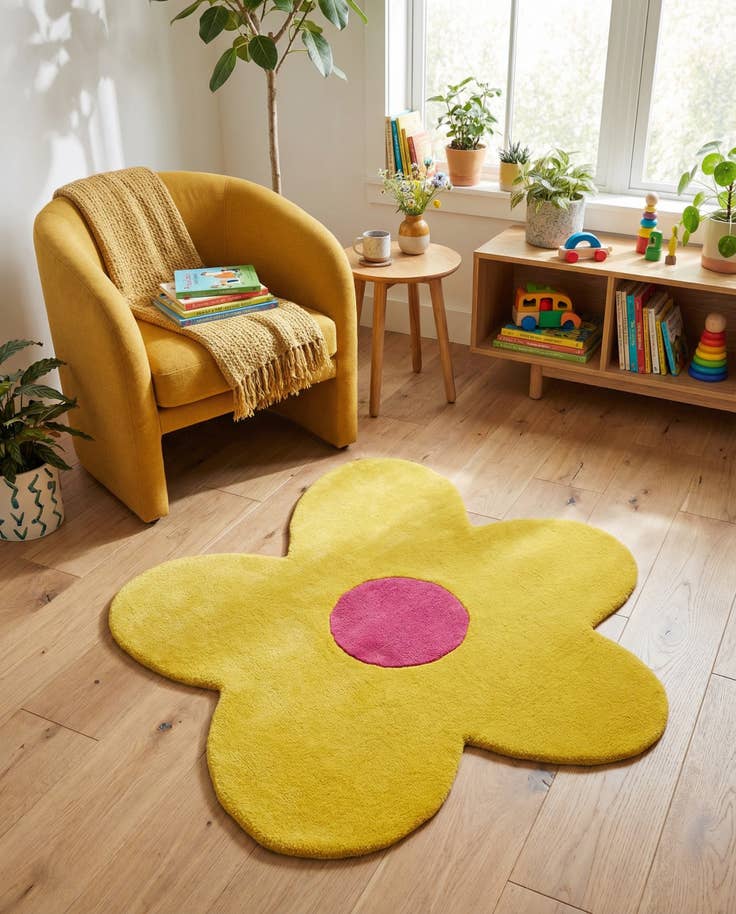 Detail image of 4' 1 x 4' 1 Happy Rugs Funky Flower Wool Round