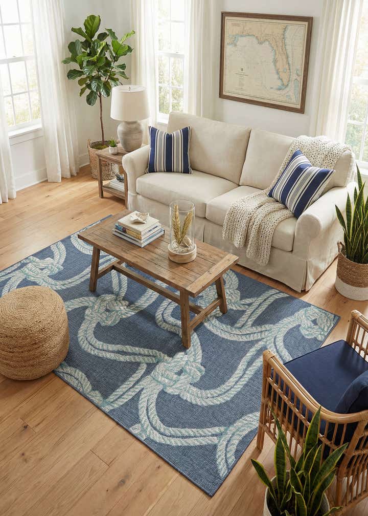 5' 3 x 8' Easy-Clean Coastal Indoor / Outdoor Rug