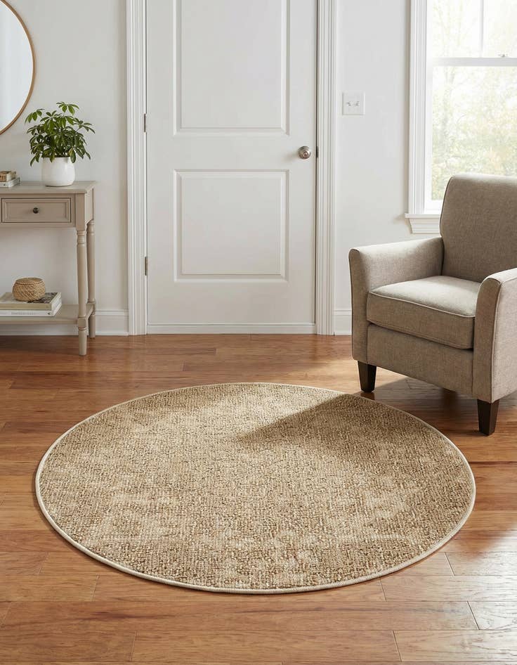 Detail image of 3' 1 x 3' 1  Washable Traditional Indoor / Outdoor Round Rug