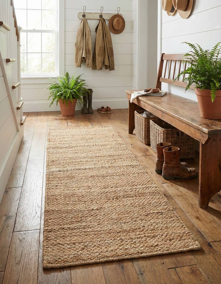 Detail image of 2' x 5' 1  Hand Woven Chunky Jute Runner Rug