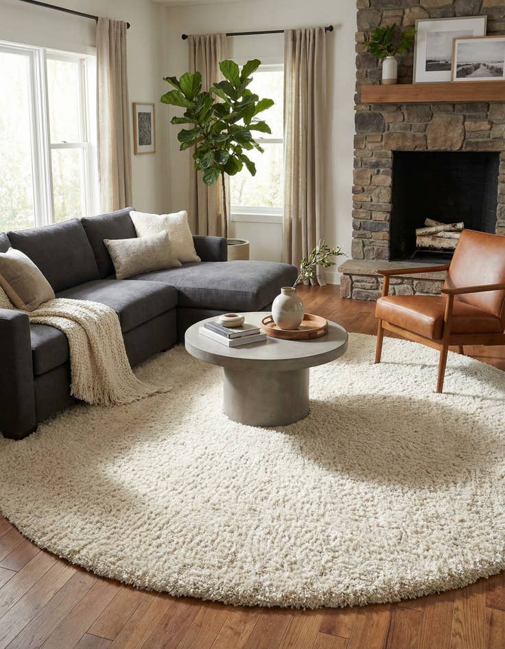 Detail image of 10' x 10' Solid Shag Round Rug