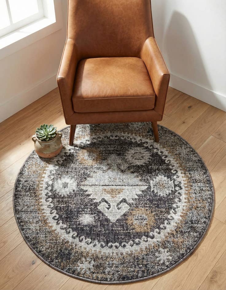 Detail image of 3' 3 x 3' 3 Eco Southwestern Round Rug