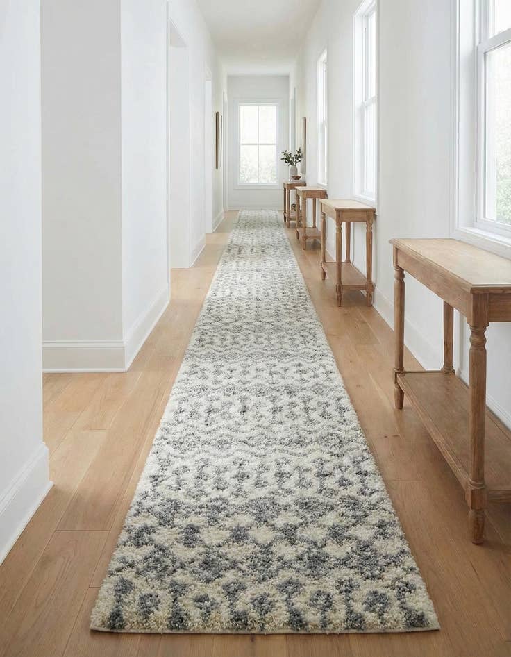 Detail image of 3' 3 x 16' 5 Moroccan Trellis Shag Runner Rug