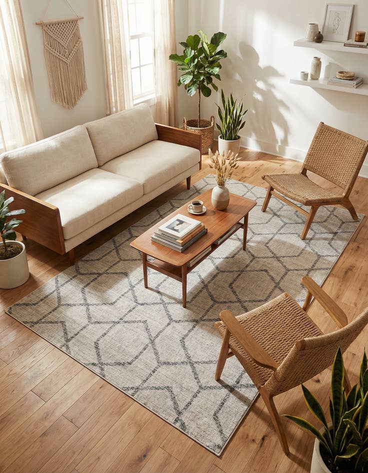 Detail image of 5' 3 x 8' Eco Trellis Rug