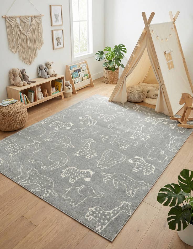 Detail image of 7' 10 x 10' Animals Whimsy Kids Rug