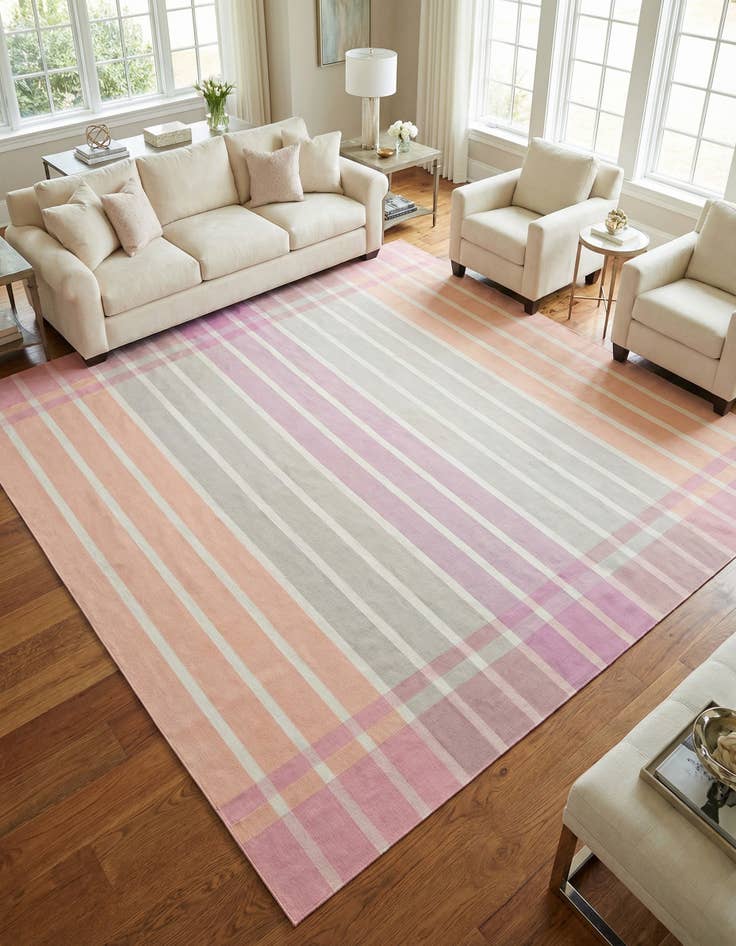 Detail image of 10' x 10' Easy-Clean Striped Indoor / Outdoor Square Rug