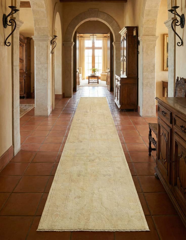 Detail image of 2' 7 x 16' 4 Hand Knotted Oushak Wool Runner Rug