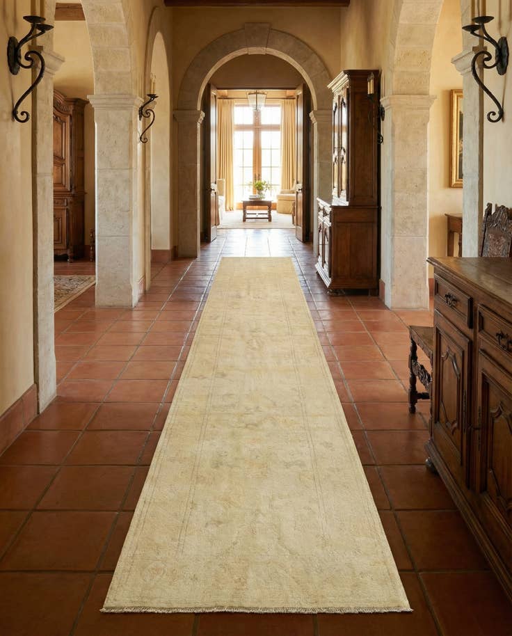 Detail image of 2' 7 x 16' 4 Hand Knotted Oushak Wool Runner Rug