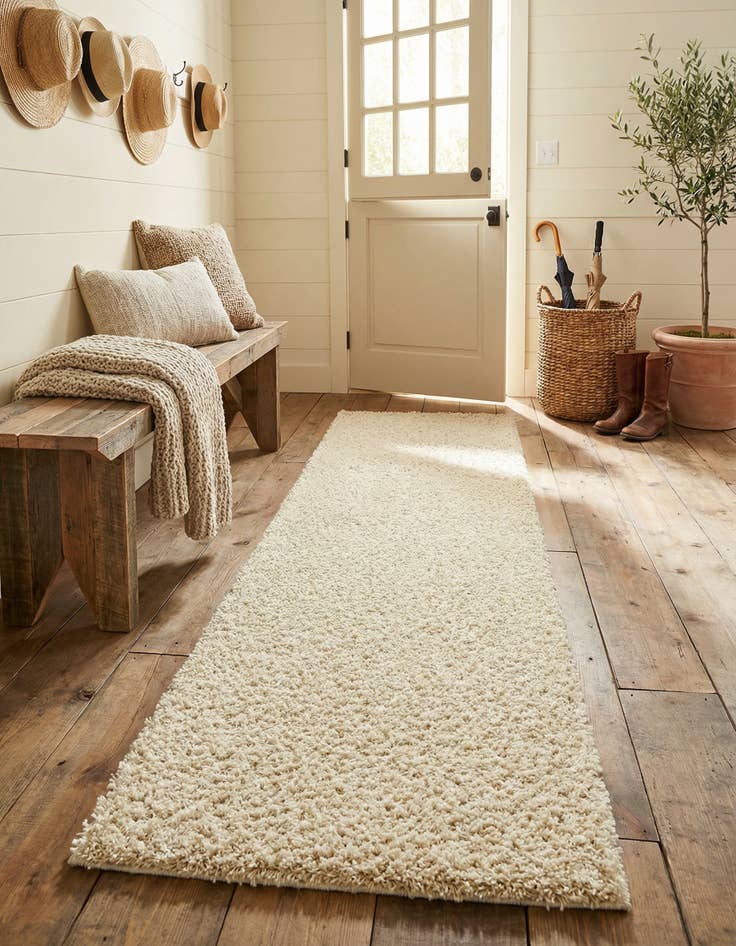 Detail image of 2' 7 x 10' Solid Shag Runner Rug