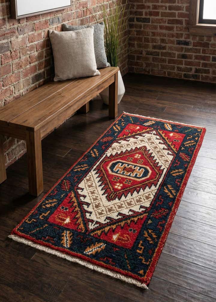 2' x 3' 11 Hand Knotted Heriz Wool Runner Rug