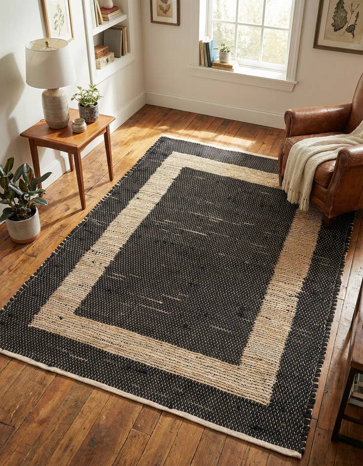 Detail image of 4' 1 x 6' 1  Hand Woven Chindi Jute Rug