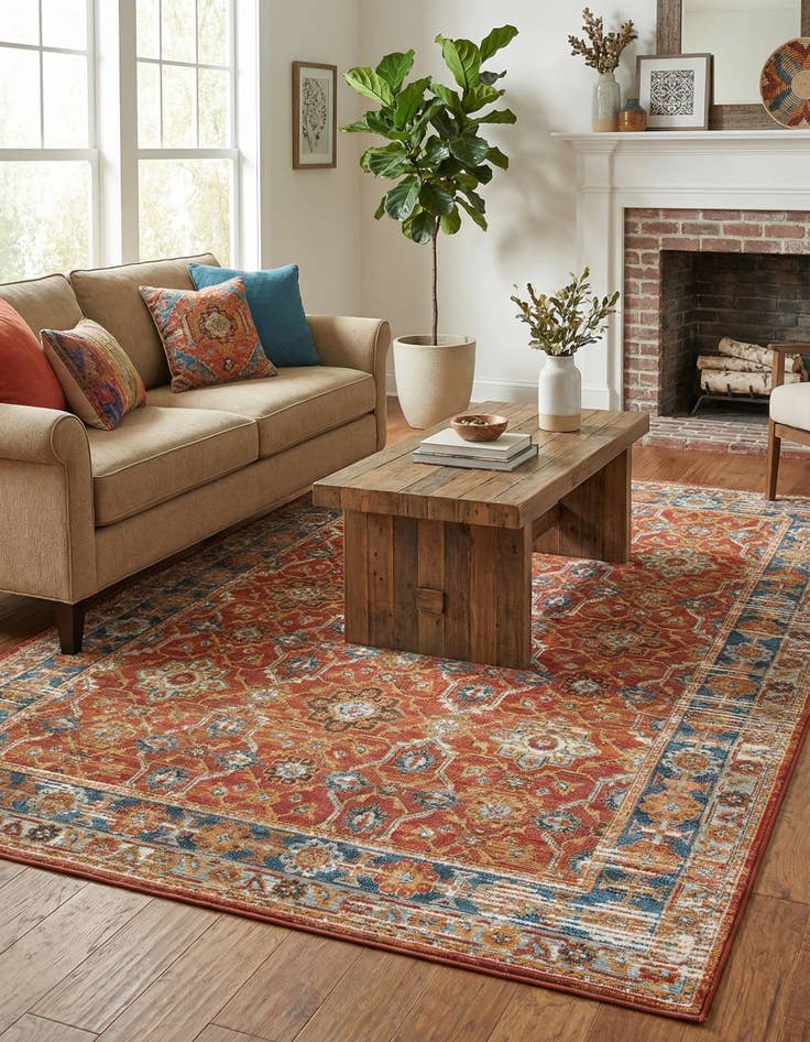Detail image of 5' x 7' Washable Traditional Indoor / Outdoor Rug