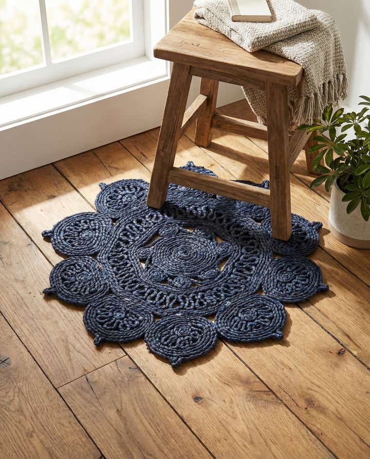 60cm x 60cm Handgefertigt Braided Jute Rund Teppich