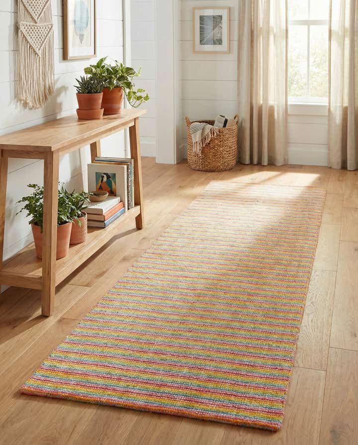 2' 7 x 8' Hand Woven Happy Rugs Happy Home Wool Runner