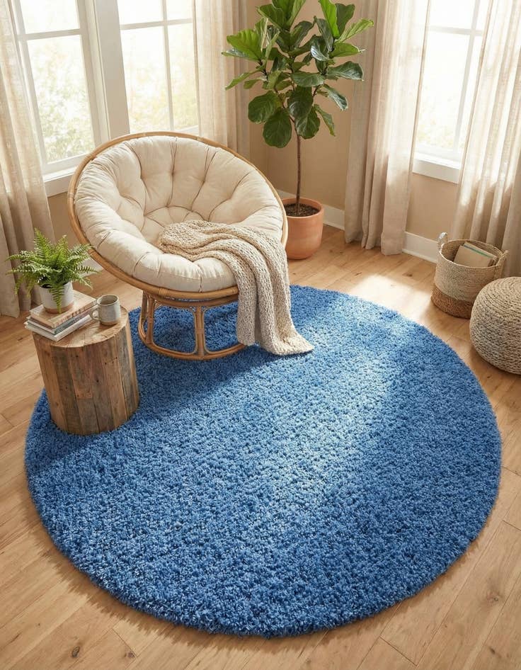 Detail image of 7' 10 x 7' 10 Solid Shag Round Rug