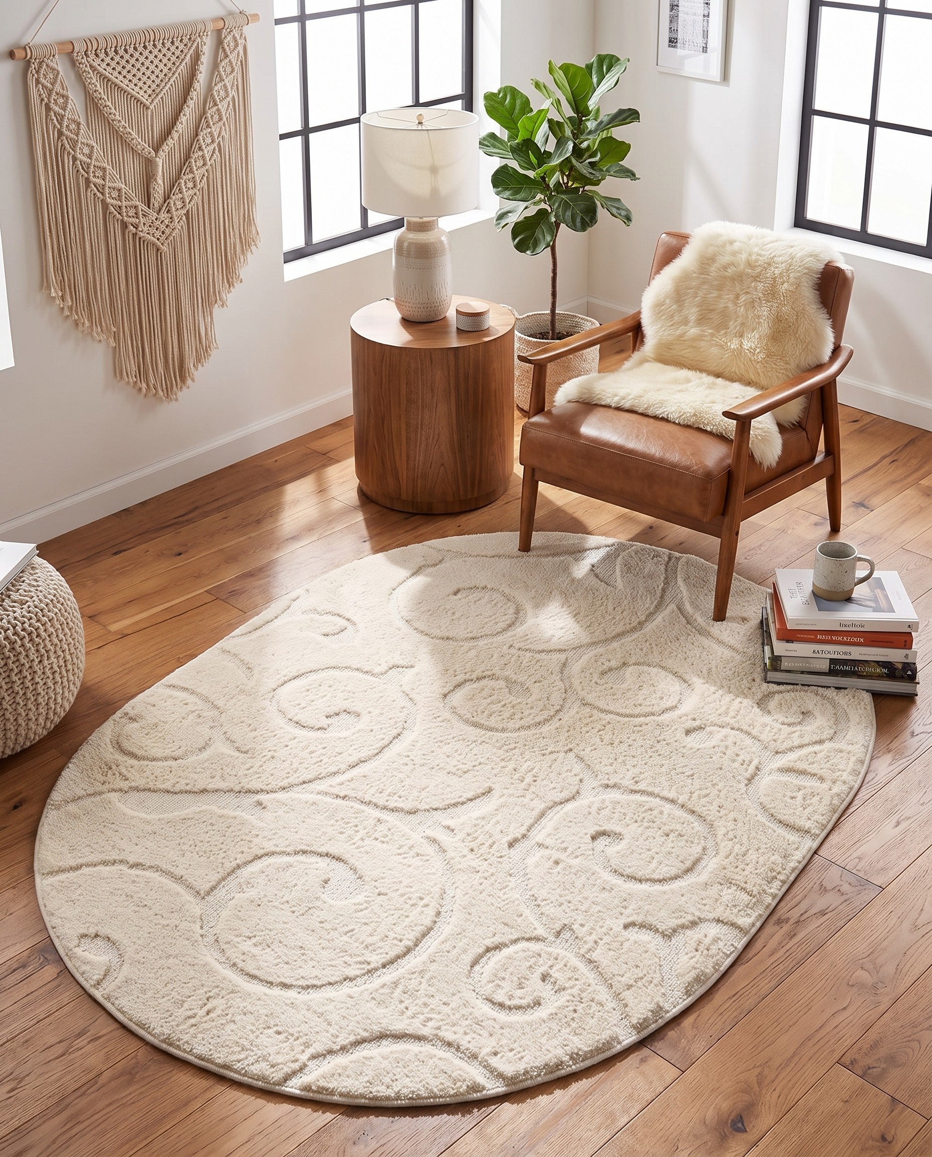 5' x 7' Botanical Shag Oval Rug