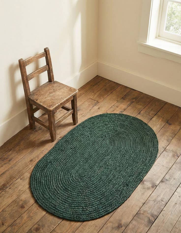 Detail image of 2' 2 x 3' 1  Hand Braided Jute Oval Rug