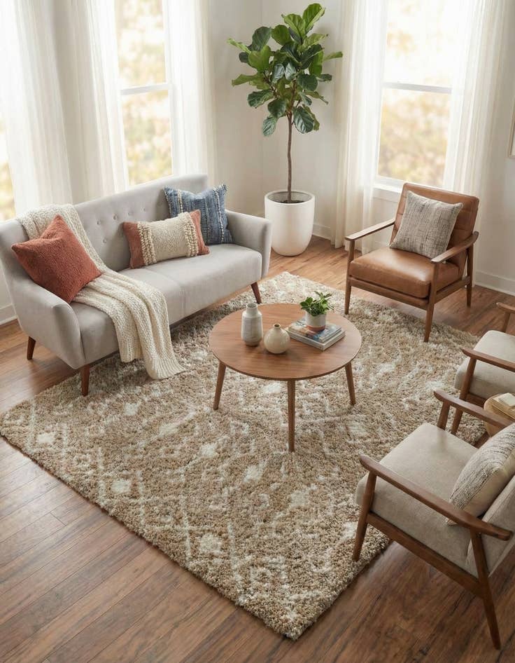 Detail image of 7' 10 x 7' 10 Moroccan Trellis Shag Square Rug