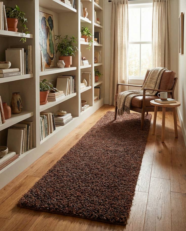 Detail image of 2' x 8' Solid Shag Runner Rug
