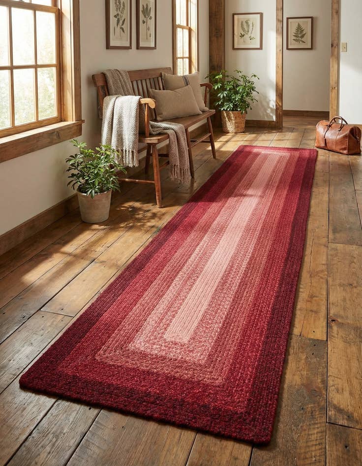 Detail image of 2' 7 x 12' Handmade Hand Braided Wool Runner Rug