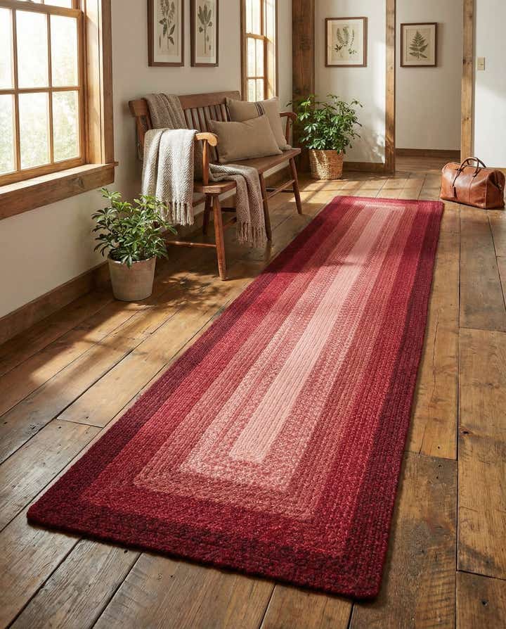 2' 7 x 12' Handmade Hand Braided Wool Runner Rug