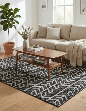 Black Easy-Clean Sabrina Soto Aston Indoor / Outdoor Rug