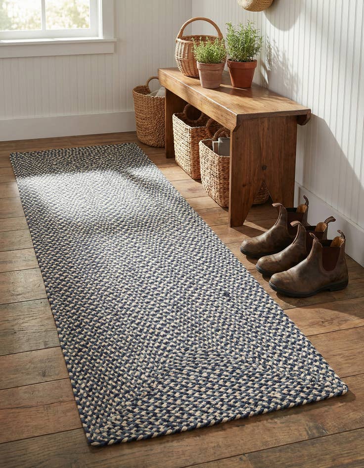 Detail image of 2' x 6' 1  Hand Tweed Braided Jute Runner Rug