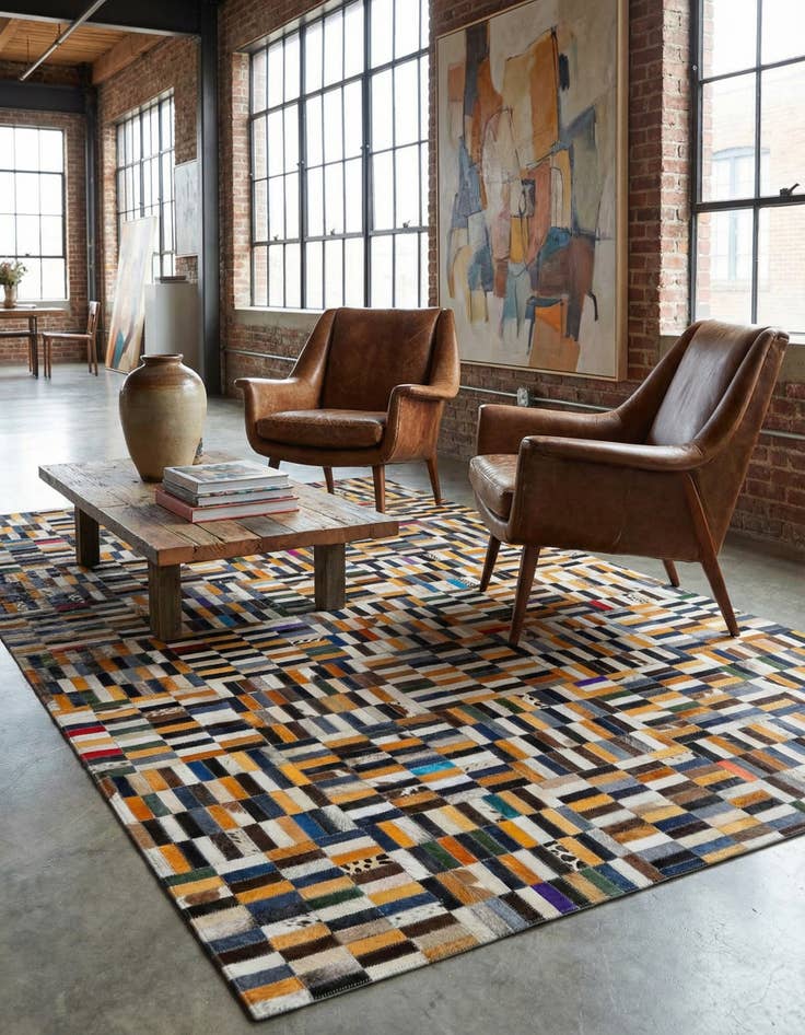 Detail image of 4' 11 x 7' 11 Cowhide - Patchwork Rug