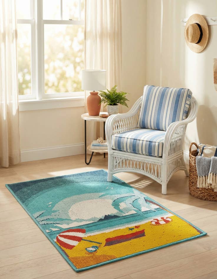 Detail image of 2' x 3'  Washable Coastal Indoor / Outdoor Rug