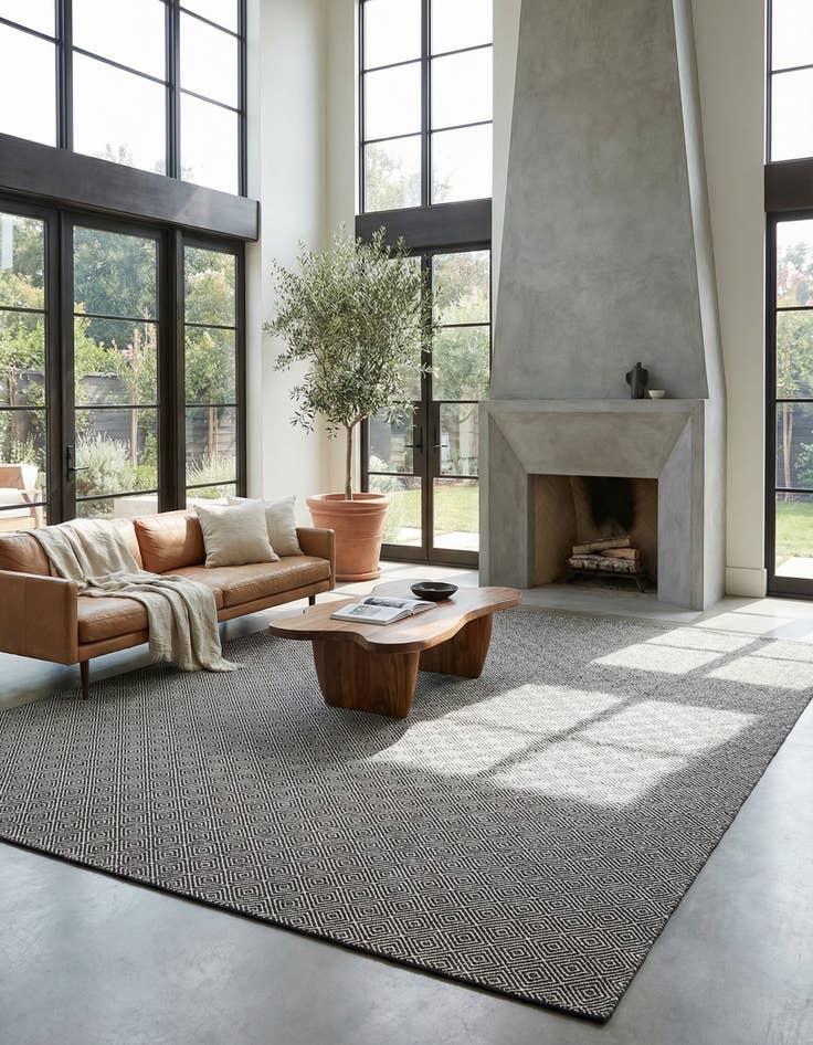 Detail image of 9' x 12'  Hand Woven Geo Trellis Flatweave Rug