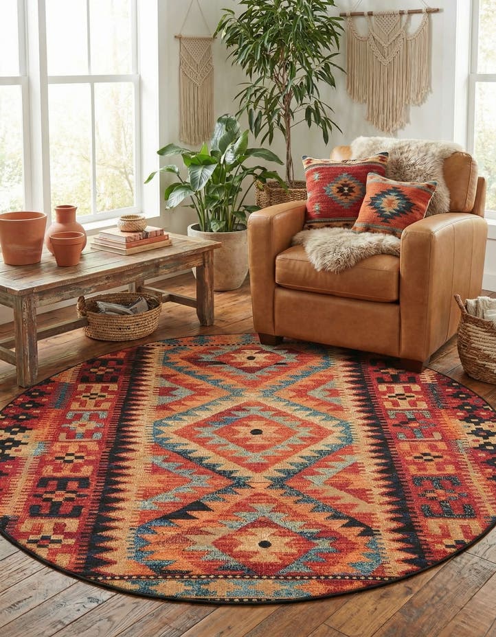 6' x 6' Easy-Clean Tribal Indoor / Outdoor...
