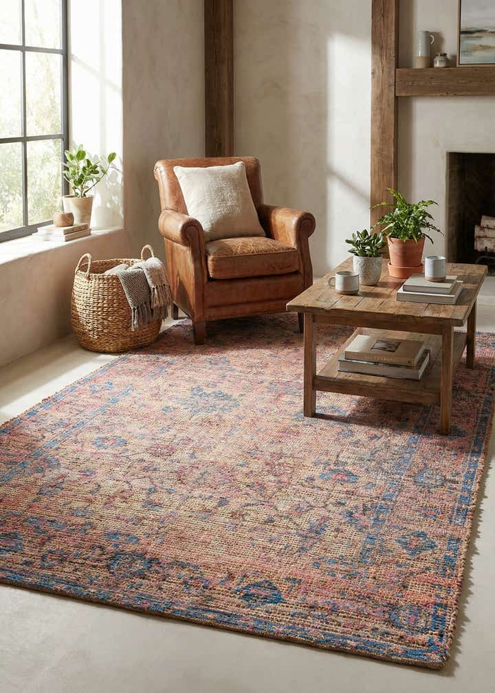 5' 3 x 8' Hand Woven Chenille Jute Rug