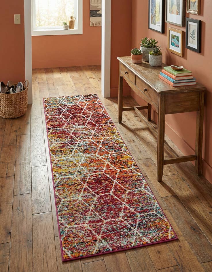 Detail image of 2' x 6' Lattice Frieze Runner Rug