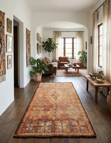 6' 8 x 13' 9 Hand Knotted Moroccan Wool Runner Rug