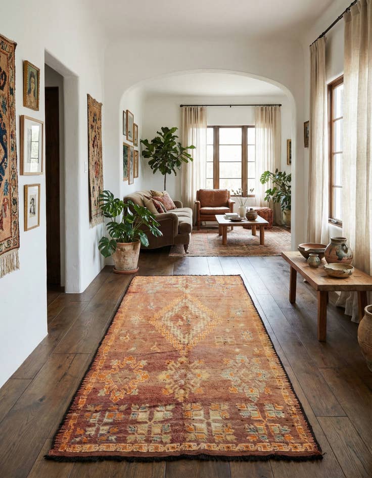 Detail image of 6' 8 x 13' 9 Hand Knotted Moroccan Wool Runner Rug