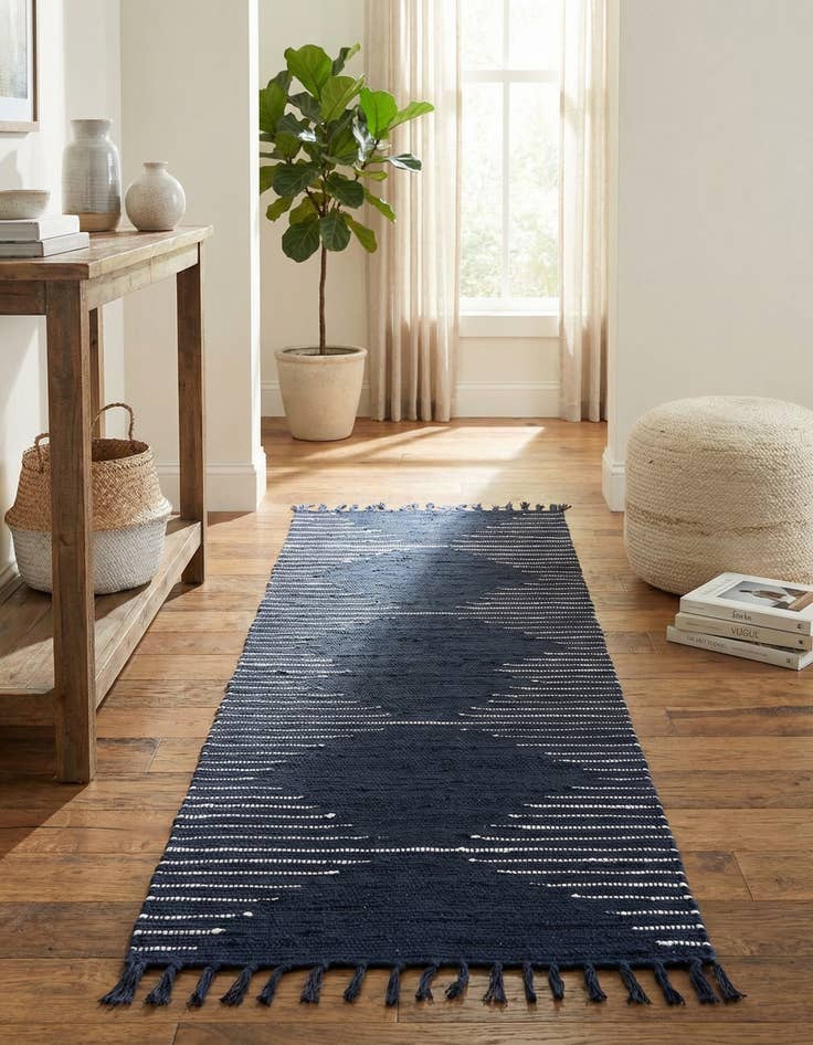 Detail image of 2' 7 x 10'  Hand Woven Chindi Cotton Runner Rug