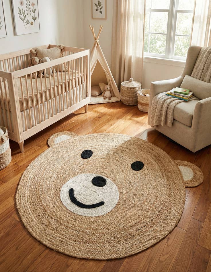 Detail image of 6' 1 x 6' 1  Hand Braided Kids Braided Jute Round Rug