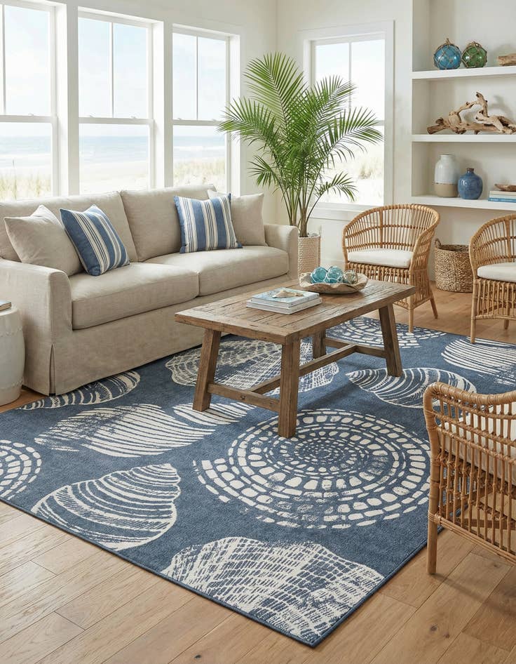 Detail image of 9' x 12'  Washable Coastal Indoor / Outdoor Rug