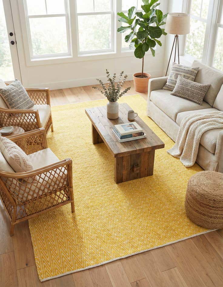 Detail image of 10' x 14' 1  Hand Woven Chindi Chevron Rug