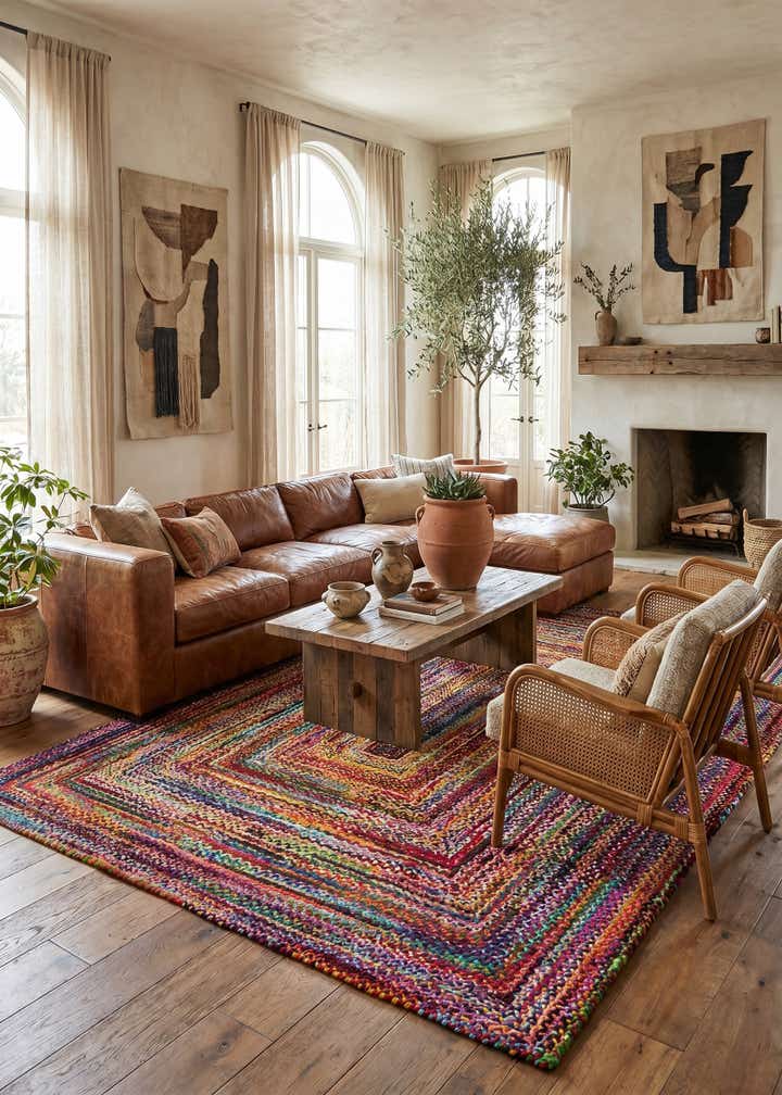 10' x 14' 1 Handmade Braided Chindi Rug