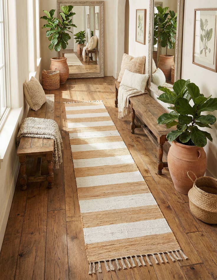 Detail image of 2' 2 x 12'  Hand Woven Chindi Rag Runner Rug