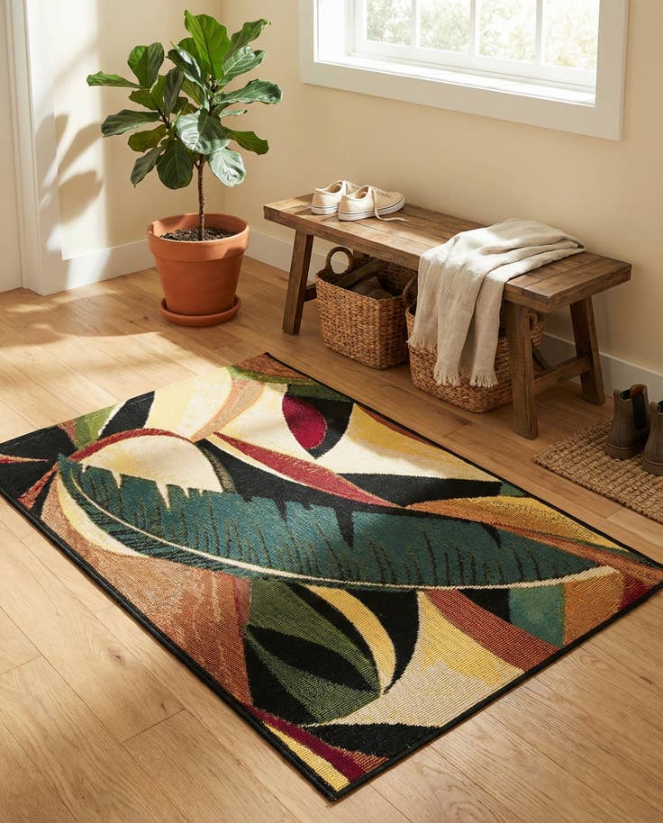 Detail image of 2' x 3' Easy-Clean Botanical Indoor / Outdoor Rug