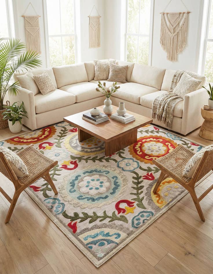 Detail image of 10' x 10' Washable Casablanca Indoor / Outdoor Square Rug